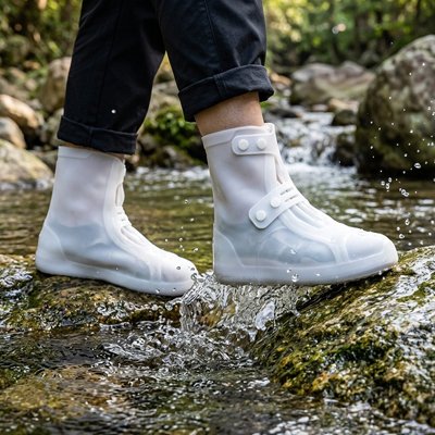 Couvre-chaussure imperméable utilisé sous pluie