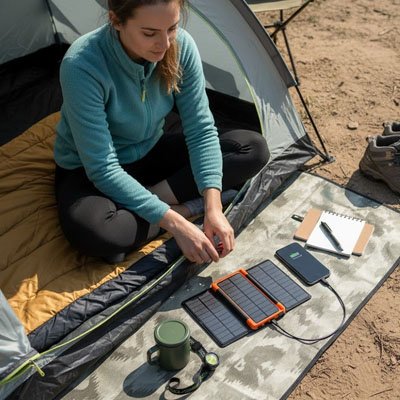 Batterie solaire EcoCharge fixée sac