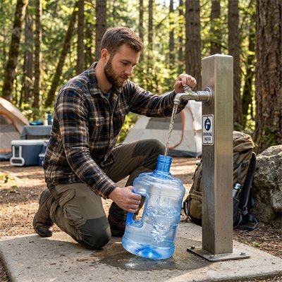 Bidon eau camping graduation compacte