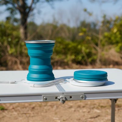 Gobelet pliable silicone déplié randonnée