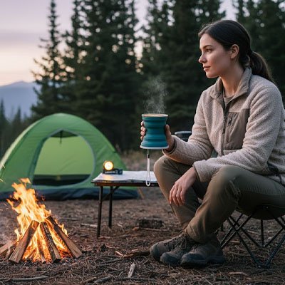 Gobelet silicone camping boisson chaude