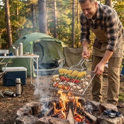 Grille barbecue antiadhésive 40x30 camping