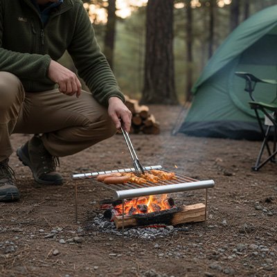 Grille barbecue hauteur ajustable trois niveaux
