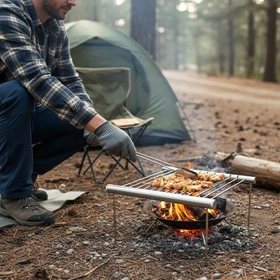 Grille portable pliée rangement compact