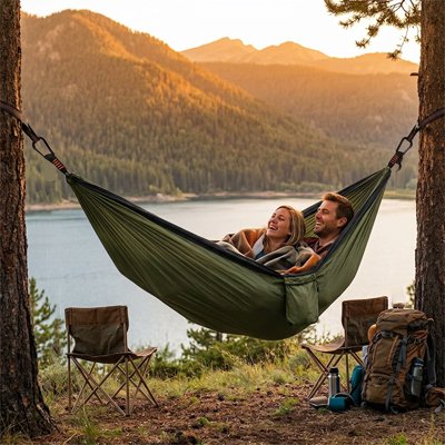 Hamac 2 personnes installé forêt