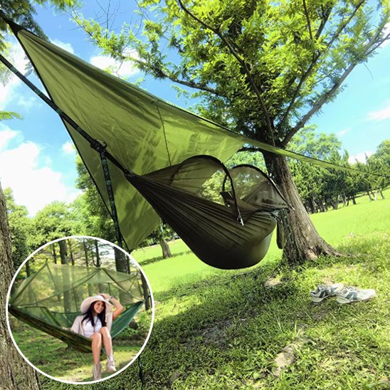 Hamac camping nylon parachute gros plan