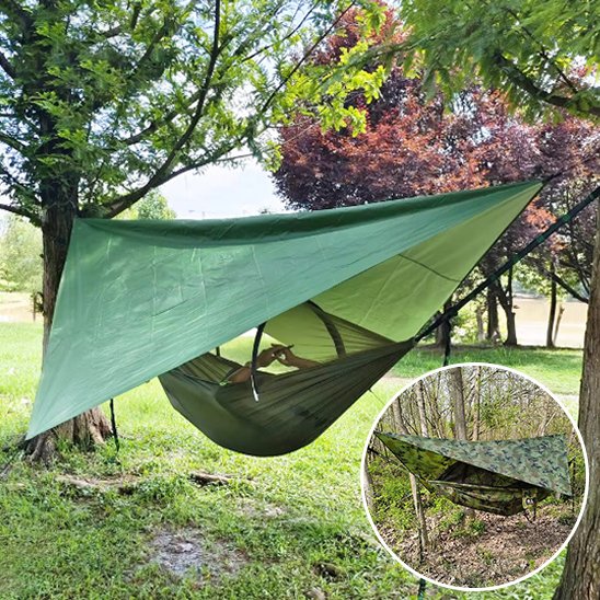 Hamac camping ultra-léger suspendu forêt