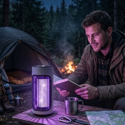 Lampe anti moustique UV portable allumée