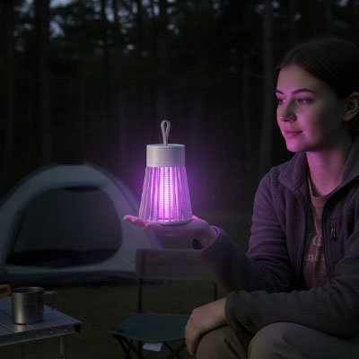 Lampe anti moustique écologique portable allumée