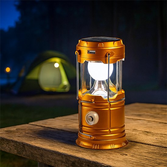 Lampe camping suspendue dans tente
