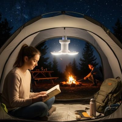 Lampe camping LED suspendue crochet