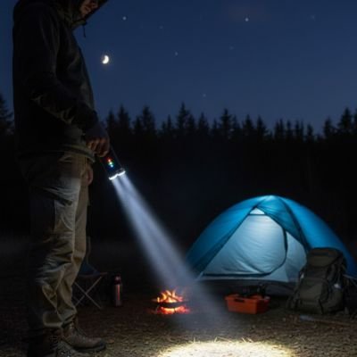 Lampe rechargeable LED 5000 lumens allumée