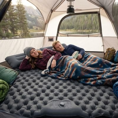 Matelas gonflable 2 places camping déplié