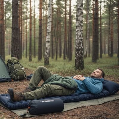 Matelas gonflable ultraléger camping déplié