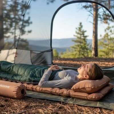 Matelas gonflable bivouac vue épaisseur