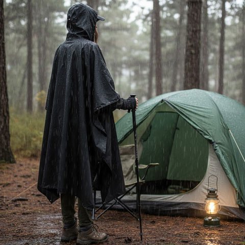 Poncho pluie randonnée sentier montagne