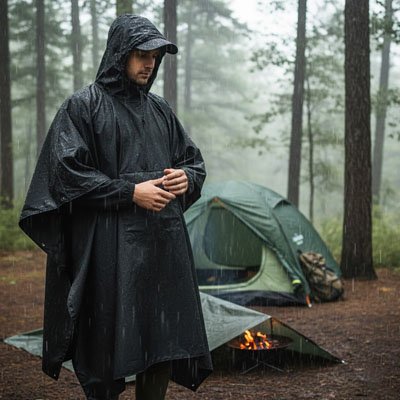 Poncho imperméable rangé pochette compacte