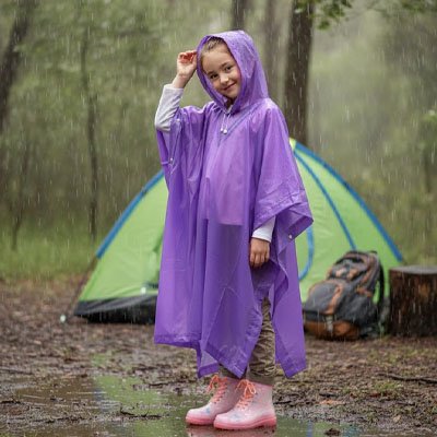 Poncho pluie ultra-léger déplié pleine nature