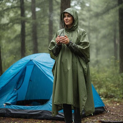 Poncho compact replié pochette transport