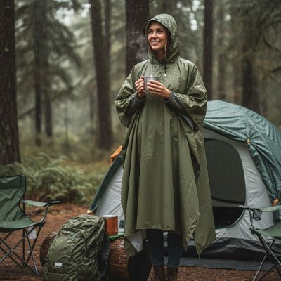 Poncho pluie randonnée porté sentier