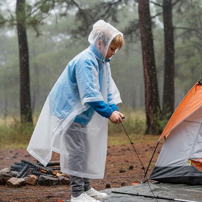 Poncho pluie ultra-léger détail coutures thermosoudées