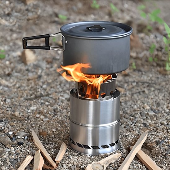 Réchaud portable bois ultracompact déplié