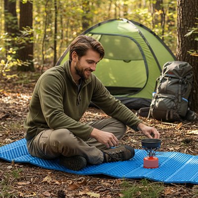 Tapis de sol camping détail œillets fixation