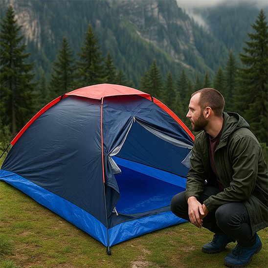 Tente camping imperméable 3-4 personnes montée