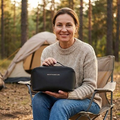 Trousse toilette suspendue camping tente