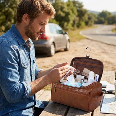 Trousse toilette voyage pliée compacte
